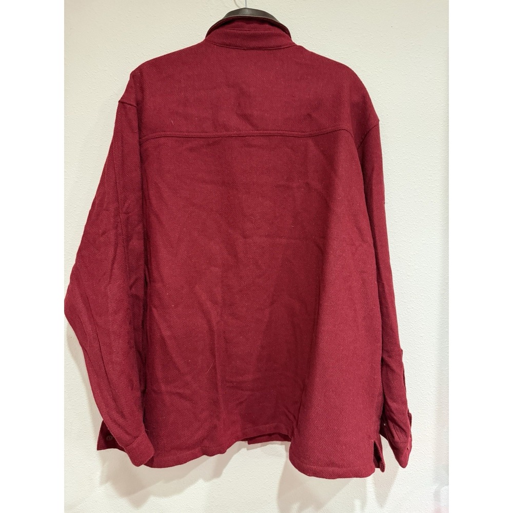 NWT VTG 90s Cabelas Mens XL‎ Leather Collar Wool Button Shirt Jacket Shacket Red - Picture 8 of 8